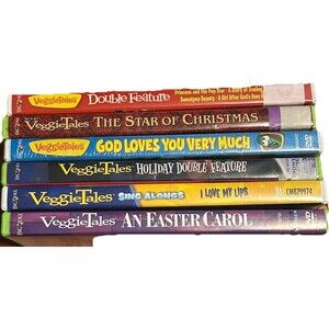 Lot Of 6 Veggie Tales Christmas And Easter Children's Christian Learning DVDs